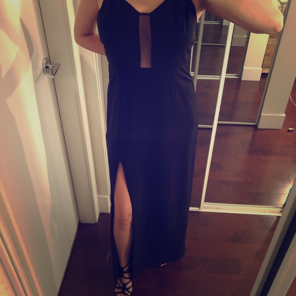 Long black dress with leg slit